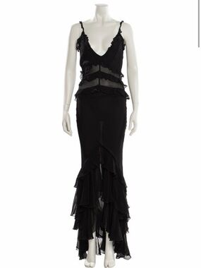 Rat & Boa Black High-Low Ruffled Evening Dress